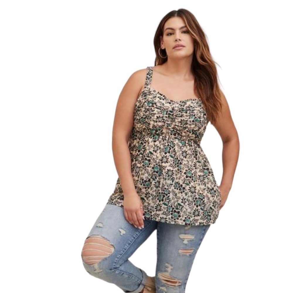 🌴 - NWT Torrid Babydoll Stretch Mesh Shirred Bodice Top